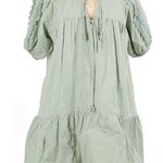&merci &Merci green cotton boho gauze peasant puff sleeve lace dress medium. Photo 0