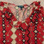 Ralph Lauren Plus 3X Red Print Ruffled V Neck Peasant Top Shirt Boho Hippie Photo 1