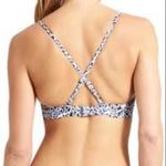 Athleta Zimbabwe Animal Print underwire Bikini swim Top black white blue 38 B C Photo 6