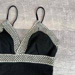 Cupshe  NEW O-Ring Cutout One Piece Swimsuit Women M Black White Chevron Trim Photo 2