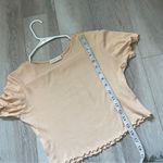 Kookai Crop Top lettuce trim ribbed womens Peach (small) minimalist casual chic Photo 5