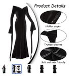 Source Unknown Morticia Addams-style Gothic Velvet Maxi Dress with Dramatic Bell Sleeves XXL Photo 1