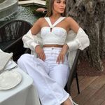 ZARA crop top crossed crochet corset white boho Photo 1
