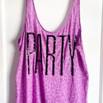 PINK - Victoria's Secret PINK Victoria’s Secret VS Party Sequin Graphic Lettering Purple Workout Tank L Photo 0