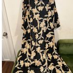 Anthropologie Maison Du Soir Romantic Boho Kimono Robe Floral Black L/XL Spring Photo 2