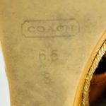 Coach Mariam Brown Leather Wedge Sandals, Brass Hardware, Wood Platform sz 6.5 Photo 7