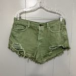 Free People  Olive Green Loving Good Vibrations Cut Off Boho Denim Shorts 29 Photo 1