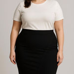 Anne Klein Black Pencil Skirt Asymmetrical Knit Stretch 3X Work Career NWT Photo 0