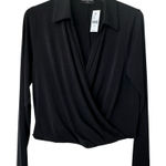 Lane Bryant  Fitted Long-Sleeve Surplice Collar faux wrap Crop top size 12 NWT Photo 0