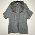 Chico's Chico’s Lillian Gray Wool Blend Faux Fur Collar Cardigan Sweater Photo 7