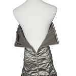 BCBGMAXAZRIA Strapless Corset Ruched Mini Dress Metallic Bubble Hem size Medium Photo 3