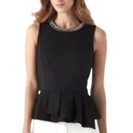 White House | Black Market Black Peplum Top with Beaded Collar Sz 10 Photo 1