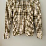 Madewell  Westover Top on Sandown Plaid Brown/White Sz 00 Photo 3
