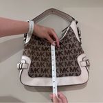 Michael Kors Saddle White with Brown MK Logo Purse Photo 4