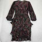 Saloni Dress Metallic Silk Blend Ruffle Tiered Long Sleeve UK 8 US 4 READ‎ Black Photo 7