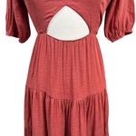 Runaway The Label Rust Maxi Dress Small Cutout Puff Sleeve Tiered Boho Chic Red Photo 2