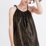 Madewell  EUC Women's Silk Blend Metallic Stripe Cami Tank Top Black Gold Size 0 Photo 7