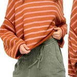 Free People Bardot Striped Oversized Sweater in Cedar Flower Size XXS Photo 0