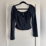 Free People  Ladybug Long Sleeve Corset Top in Blue Navy Size Medium Photo 1