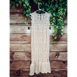 Lucy Paris  Hannah Crochet Dress Lined Beige Ivory Maxi Beach Boho Sundress Photo 1
