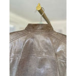 Alfani  Metallic Genuine Leather Jacket Shiny Bronze Textured Moto Streetwear Y2K Photo 7