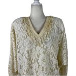 Vintage 80s Damianou Floral Lace Party Draped Dolman Sleeve Dress Medium Photo 1