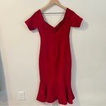 Cinq a Sept Marta Carmine Off The Shoulders Midi Dress Ruffle Hem NWT Size 2 Red Photo 1