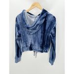 Socialite Womens Cropped Tie Dye Sweatshirt Blue Cinch Tie Hoodie Size S Photo 1