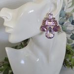 Chunky Statement Earrings Gold and Lavender Purple Color Photo 6