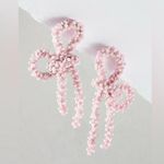 Free People Brandy Bow Beaded Dangles Pink Earrings Photo 1