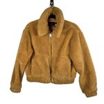Urban Outfitters  UO‎ Cropped Teddy Jacket Fleece Deep Pile Sherpa Brown Size XS Photo 0