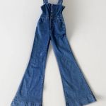 Show Me Your Mumu  Rhea Denim Jumpsuit Ruffled‎ Flare Wide Leg Size Small Photo 4