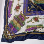 Vintage Nautical Sailboat Flags Chain Print Blue Gold Silk Square Royal Scarf Red Photo 4