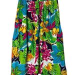 Vintage Retro tropical colourful midi skirt elastic waist & pockets size medium Green Photo 3