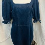 Betsey Johnson Denim Minidress Heart Zipper Y2K XL Puff Sleeve Cottagecore Retro Photo 1