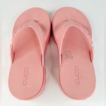 Gucci  Platform Thong Pink Rubber Women Logo Chevron Comfort Sandals Size EU 39 Photo 8