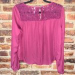 Xhilaration  Maroon Burgundy Red Lace Long Sleeve Blouse Women's Size XS Photo 5