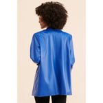 4th & Reckless Oversized Vegan‎ Leather Blazer M Blue Size M Photo 3