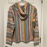 Beach Life by Ladra White Multicolor Striped Long Sleeve Hooded Poncho Hoodie Size XS Photo 8