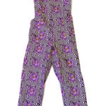 Nooworks  Overalls Jumpsuit Sleeveless Psychedelic Print Purple Black White Photo 0