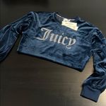 Juicy Couture Blue Velvet Cropped balloon sleeve Sweatshirt Photo 0