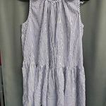 Apiece Apart  Mini Dress Womens Medium 100% Cotton Blue Striped Verder Ruffle B71 Photo 7