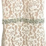 Elegant White Halter Floral Lace Gown Slit Embellished Waist Size 0 Slit Formal Photo 3