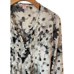 Saint Tropez West  Blouse Women's Small Sheer V-Neck Floral Long Sleeve Buttons Photo 2