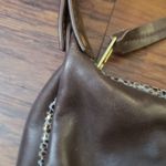 Vintage Y2K Retro Brown Leather Purple Fur Whimsogoth Feminine Women's Hand Bag Photo 3