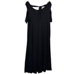 Lane Bryant Black Cold Shoulder V Neck Maxi Dress Women Size 14 16 Rayon NWT Photo 2