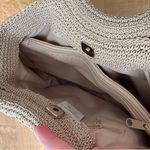 Liz Claiborne Vintage Woven Top Handle Handbag, Black/Tan Beach Bag Photo 12