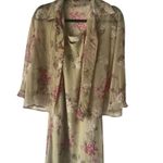 Virgo Petite M Vintage 90s Green Floral Chiffon Church Feminine Maxi Dress Size M Photo 3