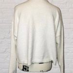 Nordstrom RDI LG Womens White Cropped Quarter Zip Pullover Teddy Sweatshirt NWOT Photo 2