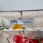 ZARA  Trouser Pants Womens‎ 2 White Floral Print Cotton Pockets Photo 6